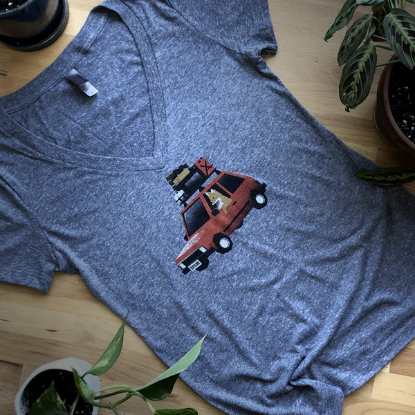 Overland Pupcar Womens Grey V-Neck